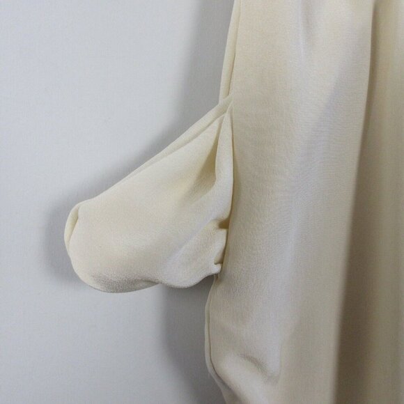 Club Monaco Mini Skirt Women 8 Cream 100% Silk Beaded Pockets Pleated Preppy 224 - Picture 5 of 8